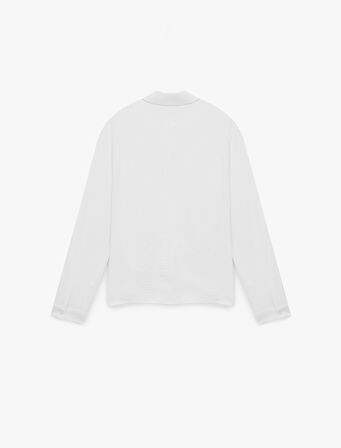 Aerobin Kumaş Önden Bağlama Detaylı Klasik Yaka Uzun Kollu Gömlek