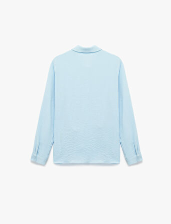 Aerobin Kumaş Önden Bağlama Detaylı Klasik Yaka Uzun Kollu Gömlek