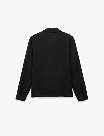 Aerobin Kumaş Önden Bağlama Detaylı Klasik Yaka Uzun Kollu Gömlek