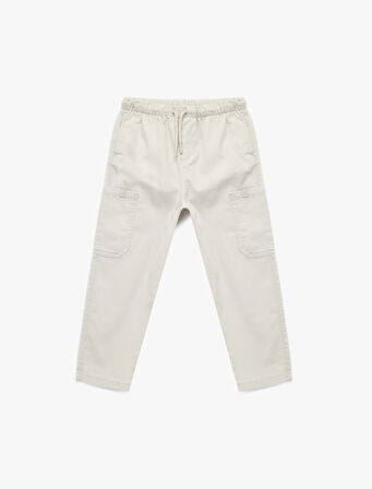 Pamuklu Beli Ayarlanabilir Lastikli Cep Detaylı Pantolon