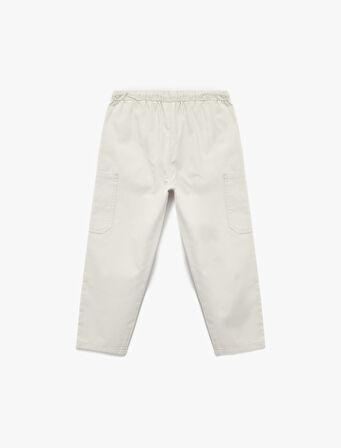 Pamuklu Beli Ayarlanabilir Lastikli Cep Detaylı Pantolon