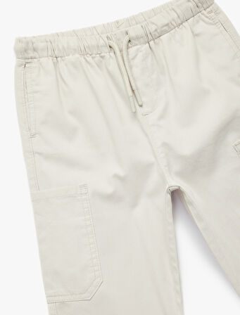 Pamuklu Beli Ayarlanabilir Lastikli Cep Detaylı Pantolon