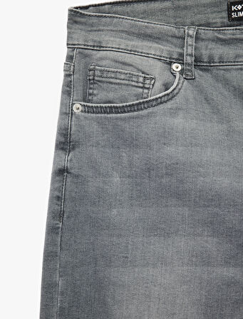 Pamuklu Normal Bel Düğmeli Slim Fit Jean Pantolon - Brad Jean