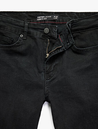 Pamuklu Cepli Normal Bel Slim Fit Jean Pantolon - Brad Jean