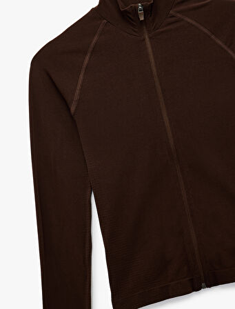 Slim Fit Dikiş Detaylı Fermuarlı Dik Yaka Spor Ceket