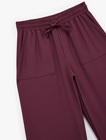 Rahat Kalıp Cepli Beli Bağcıklı Geniş Paça Spor Eşofman Altı