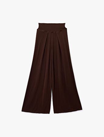 Lastikli Yüksek Bel Geniş Paça Dökümlü Spor Eşofman Altı