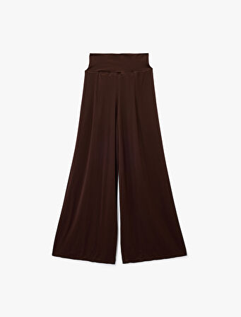 Lastikli Yüksek Bel Geniş Paça Dökümlü Spor Eşofman Altı