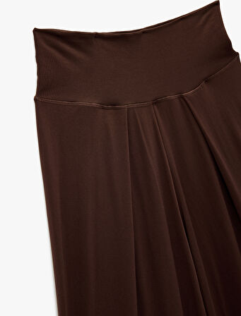 Lastikli Yüksek Bel Geniş Paça Dökümlü Spor Eşofman Altı