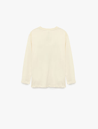 Bisiklet Yaka Pamuklu Baskılı Uzun Kollu Tişört