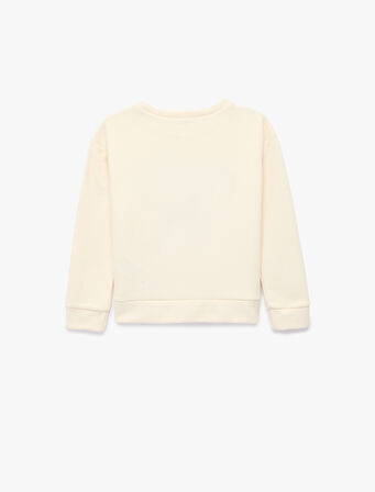 Nakış Detaylı Uzun Kollu Bisiklet Yaka Oversize Sweatshirt