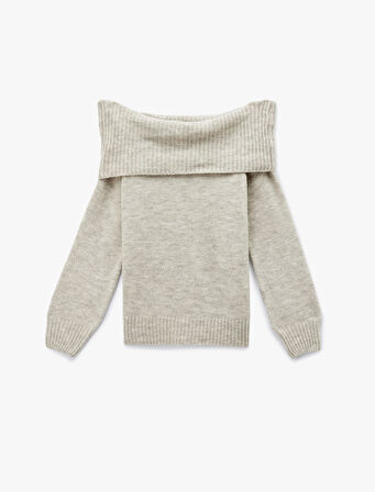 Madonna Yaka Omzu Açık Triko Kazak