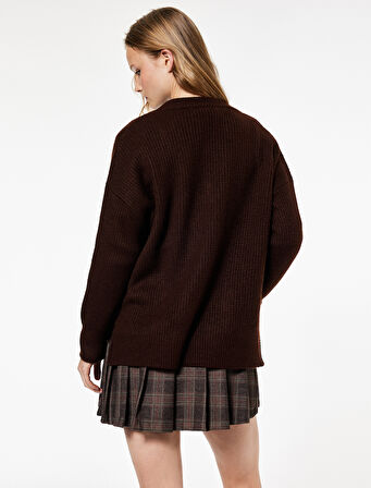 Uzun Kollu V Yaka Basic Triko Kazak