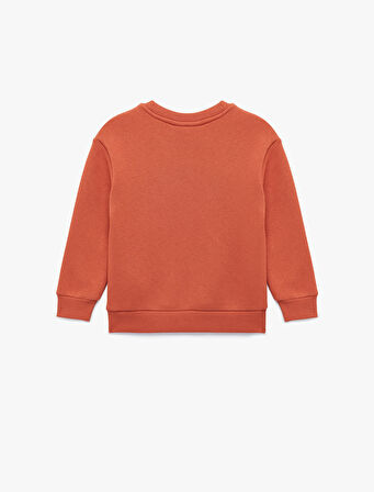 Aslan Baskılı Uzun Kollu Bisiklet Yaka Sweatshirt