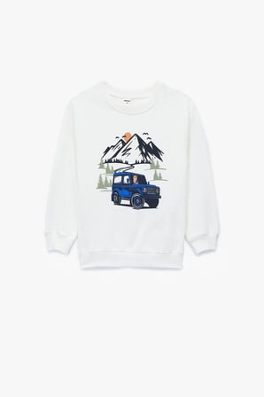 Koton Erkek Bebek Pamuklu Uzun Kollu Bisiklet Yaka Baskılı Sweatshirt