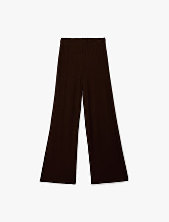 Viskon Karışımlı Yüksek Bel İspanyol Paça Tayt Pantolon