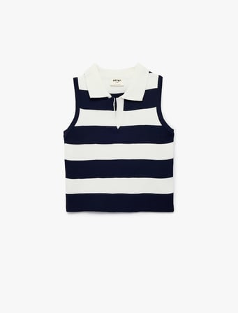Slim Fit Triko Kolsuz Polo Yaka Bluz