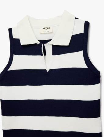 Slim Fit Triko Kolsuz Polo Yaka Bluz