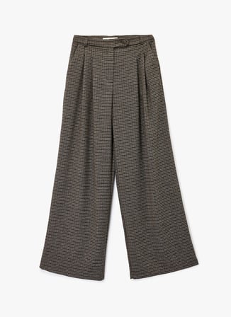 Koton Kahverengi Kadın Loose Fit Kaz Ayağı Pantolon 6WAK40042EW