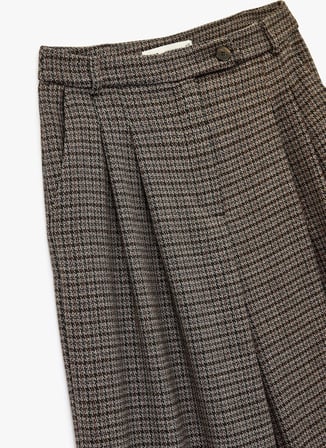 Koton Kahverengi Kadın Loose Fit Kaz Ayağı Pantolon 6WAK40042EW