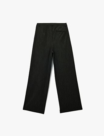 Viskon Karışımlı Normal Bel Geniş Paça Cep Detaylı Palazzo Pantolon