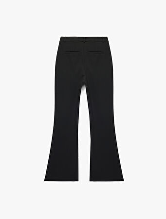 Yüksek Bel Viskon Karışımlı İspanyol Paça Kumaş Pantolon