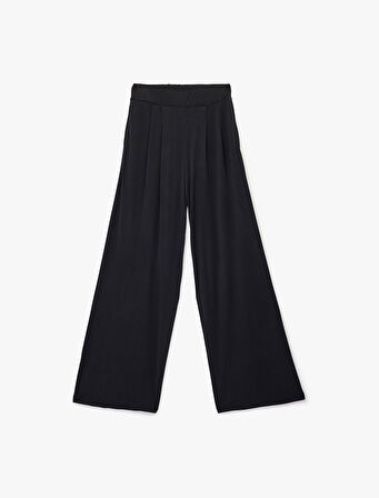 Yüksek Bel Rahat Kalıp Modal Pileli Geniş Paça Spor Eşofman Altı