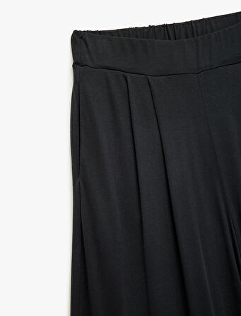 Yüksek Bel Rahat Kalıp Modal Pileli Geniş Paça Spor Eşofman Altı