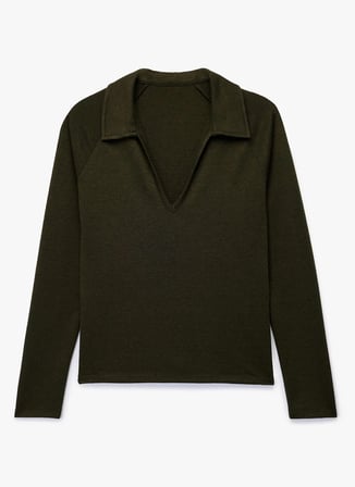 Koton Kaçık Yaka Haki Kadın T-Shirt 6WAK50316EK