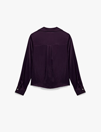 Degaje Yaka Uzun Kollu Viskon Saten Bluz