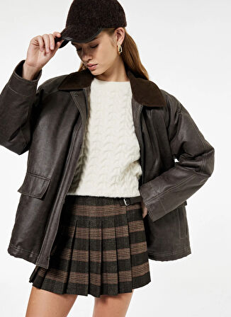 Koton Normal Bel Kahve Kadın Mini Etek 6WAK70083EW