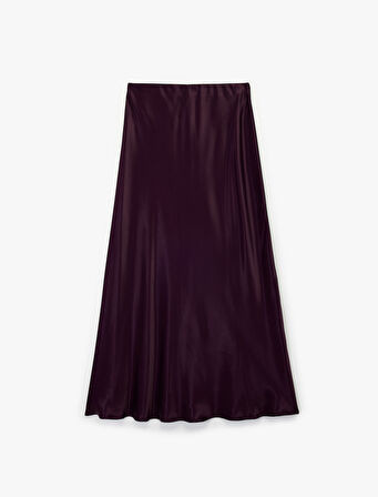Viskon Kumaş Kloş Midi Boy Saten Etek