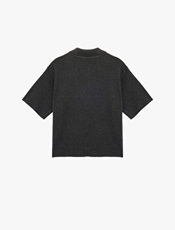 Düğmeli Kısa Kollu Polo Yaka Triko Kazak