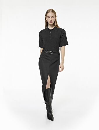 Düğmeli Kısa Kollu Polo Yaka Triko Kazak