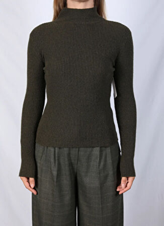 Koton Dik Yaka Regular Fit Haki Kazak Kadın 6WAK90337HT