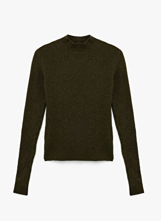 Koton Dik Yaka Regular Fit Haki Kazak Kadın 6WAK90337HT