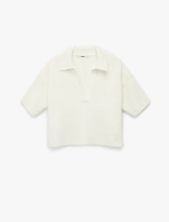 Koton X Sima Tarkan - Kısa Kollu Polo Yaka Oversize Triko Kazak