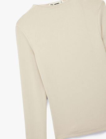 Dik Yaka Slim Fit Modal Karışımlı Basic Uzun Kollu Tişört