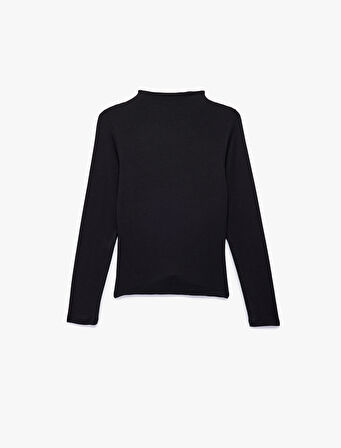 Dik Yaka Slim Fit Modal Karışımlı Basic Uzun Kollu Tişört