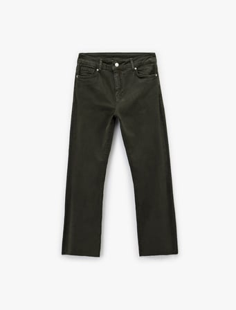Pamuklu Dar Kalıp Düğmeli Cepli İspanyol Paça Crop Jean Pantolon -  Kick Flare Jeans