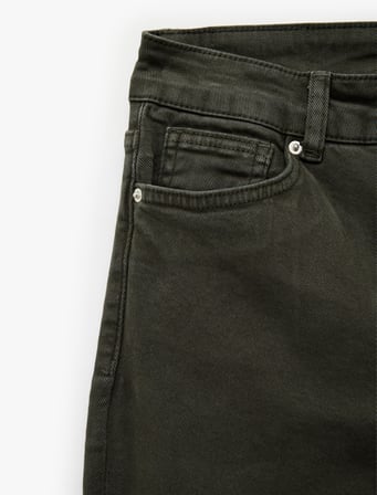 Pamuklu Dar Kalıp Düğmeli Cepli İspanyol Paça Crop Jean Pantolon -  Kick Flare Jeans