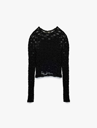 Uzun Kollu Askılı Atlet Detaylı Bisiklet Yaka Bluz