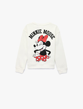 Minnie Mouse Baskılı Uzun Kollu Bisiklet Yaka Lisanslı Sweatshirt