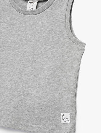 Bisiklet Yaka Pamuk Karışımlı Kolsuz Atlet