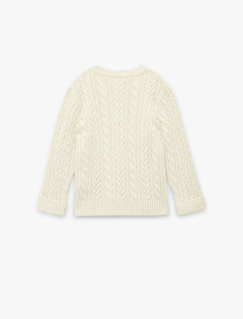 Uzun Kollu Bisiklet Yaka Ayıcık Detaylı Triko Kazak