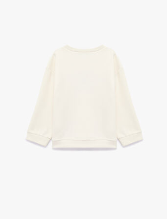 Uzun Kollu Bisiklet Yaka Nakış Detaylı Sweatshirt