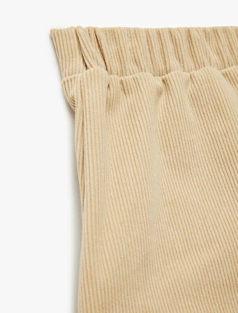 Beli lastikli Cep Detaylı Dokulu Etek