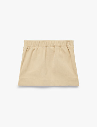 Beli lastikli Cep Detaylı Dokulu Etek