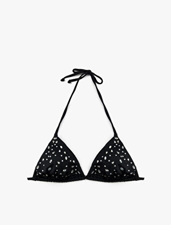 Taş Detaylı Üçgen Bikini Üstü