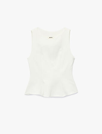 Dar Kalıp Bisiklet Yaka Kolsuz Peplum Bluz